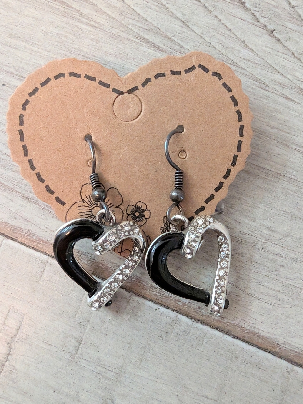 Brighton Awakened Heart Crystal & Black Enamel Earrings